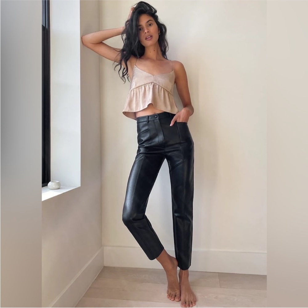 Aritzia Wilfred Rebel Black Faux Leather Pants Size 6